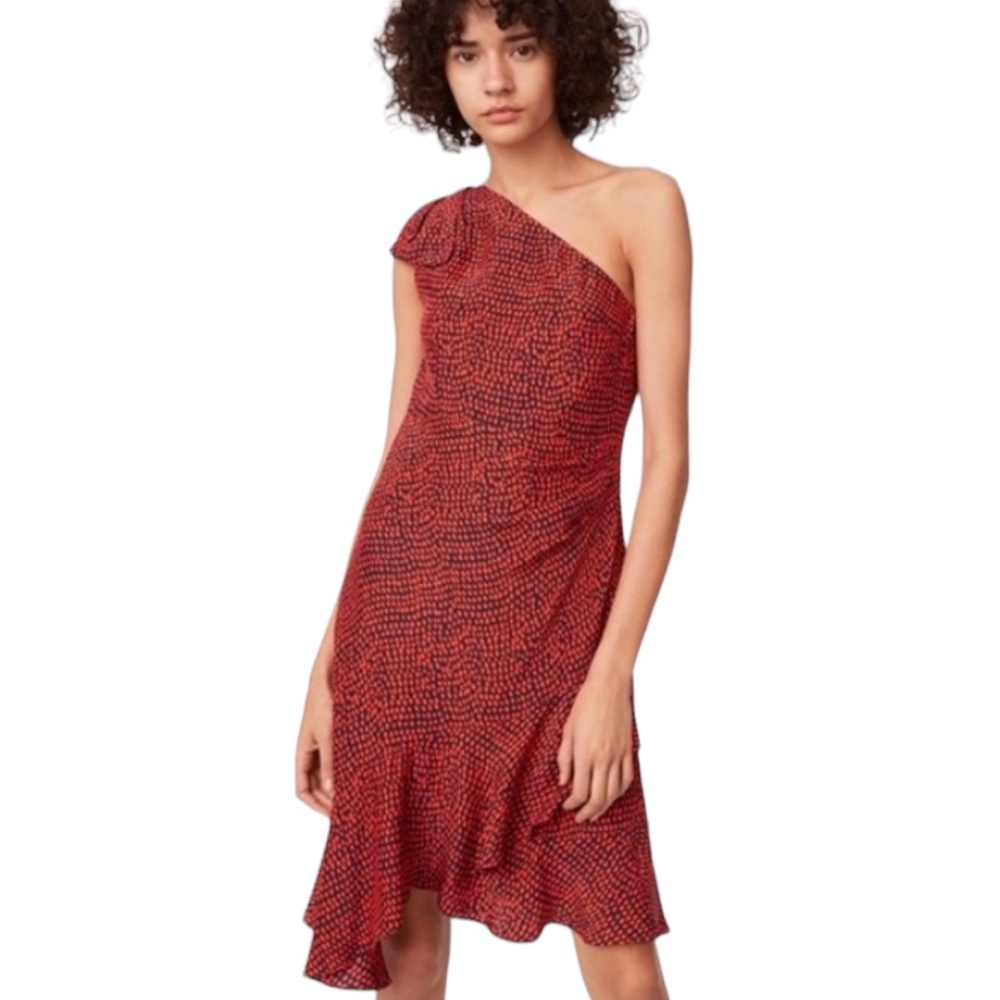 Club Monaco “Bellooka” One Shoulder Silk Dress
